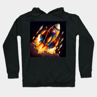 Space Rocket cartoon style Hoodie